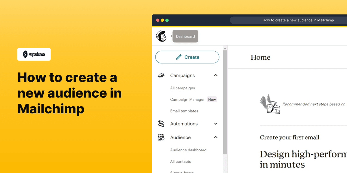 How to create a new audience in Mailchimp screenshot
