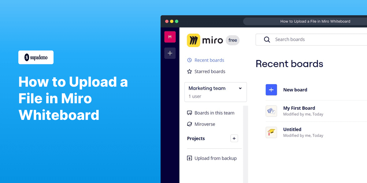How to upload a file to Miro whiteboard screenshot