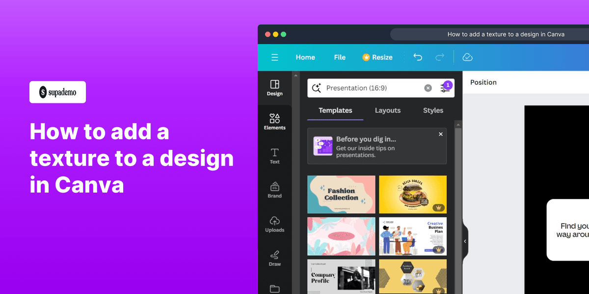 How to add a texture to a design in Canva screenshot