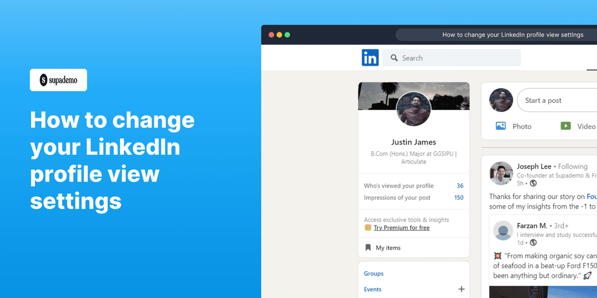How to change your LinkedIn profile view screenshot
