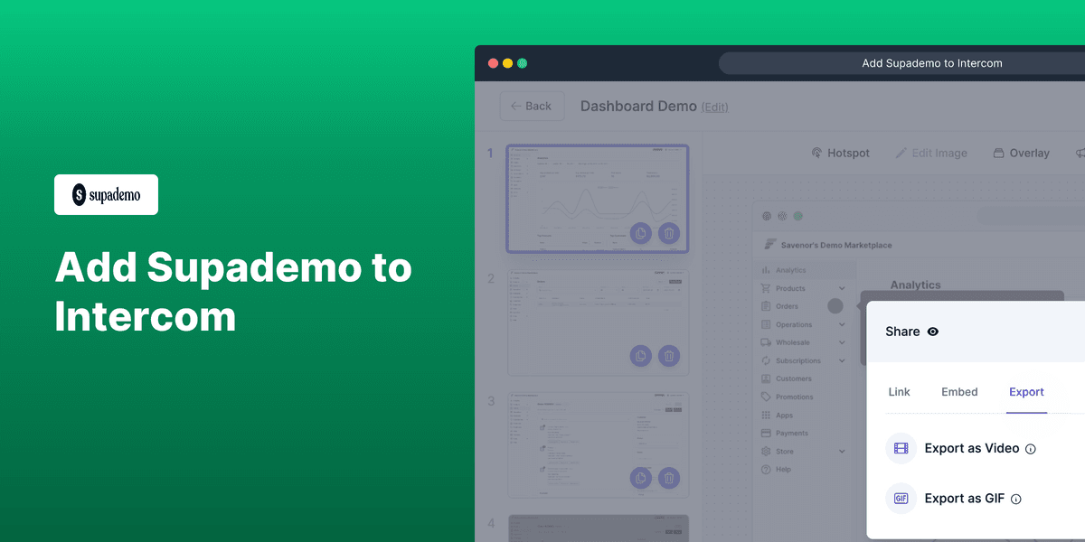 How to embed Supademo on Intercom screenshot