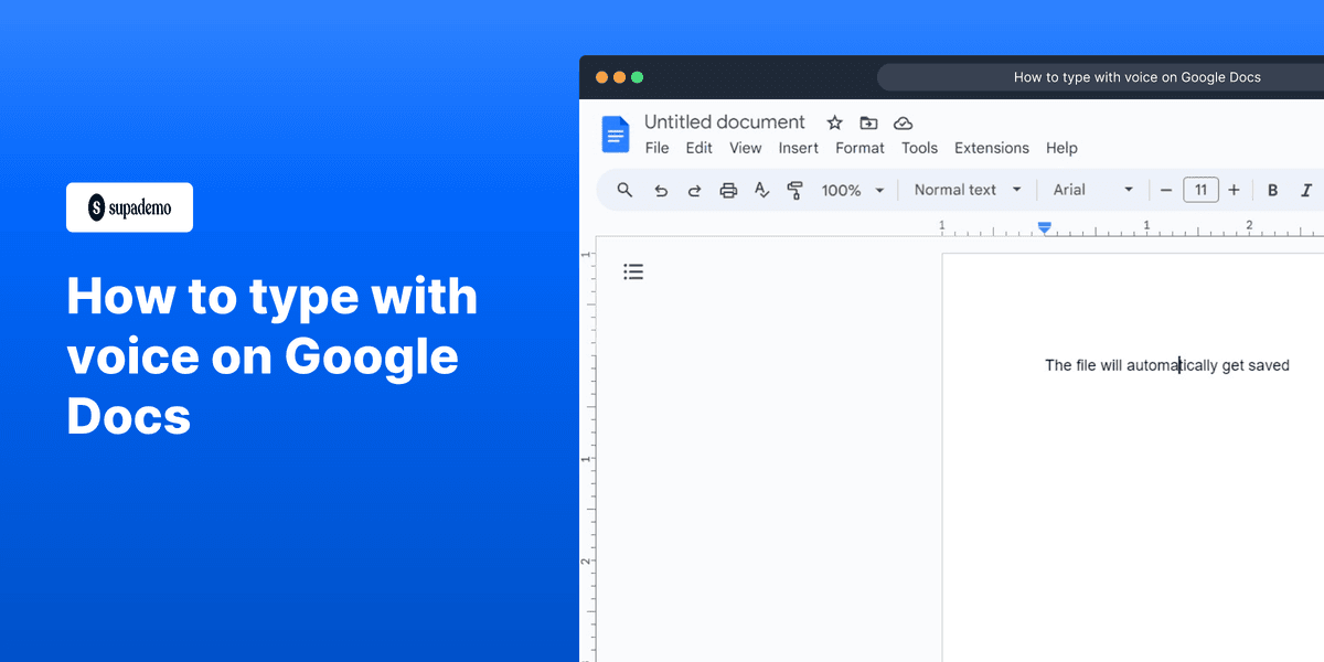 How to type with voice on Google docs screenshot