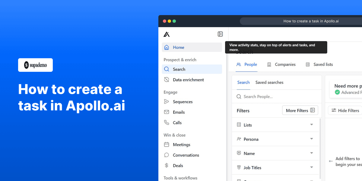 How to create a task in Apollo.ai screenshot