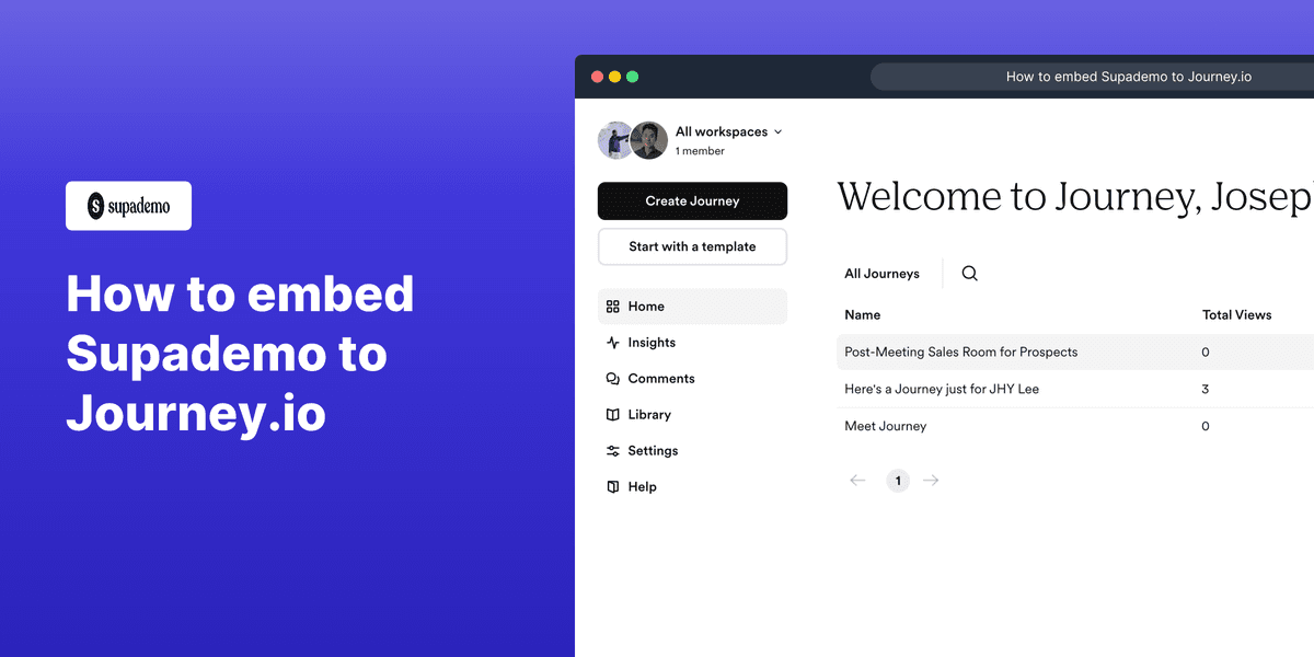 How to embed Supademo on Journey.io screenshot