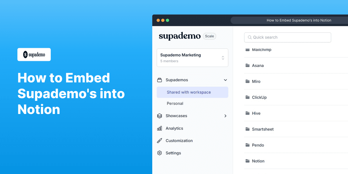 How to embed Supademo into Notion screenshot