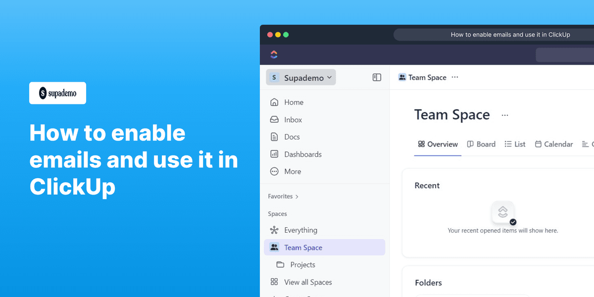 How to enable emails and use it in ClickUp screenshot