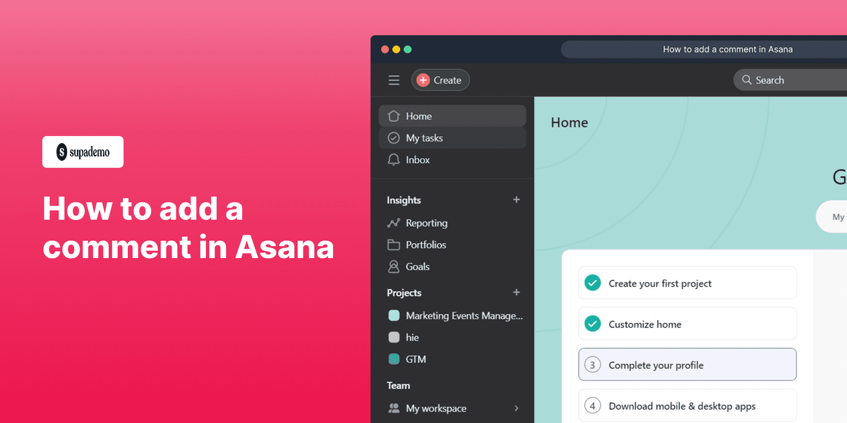How to add a comment in Asana screenshot