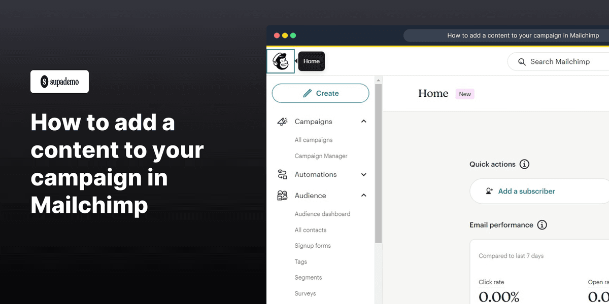 How to add a content to your campaign in Mailchimp screenshot