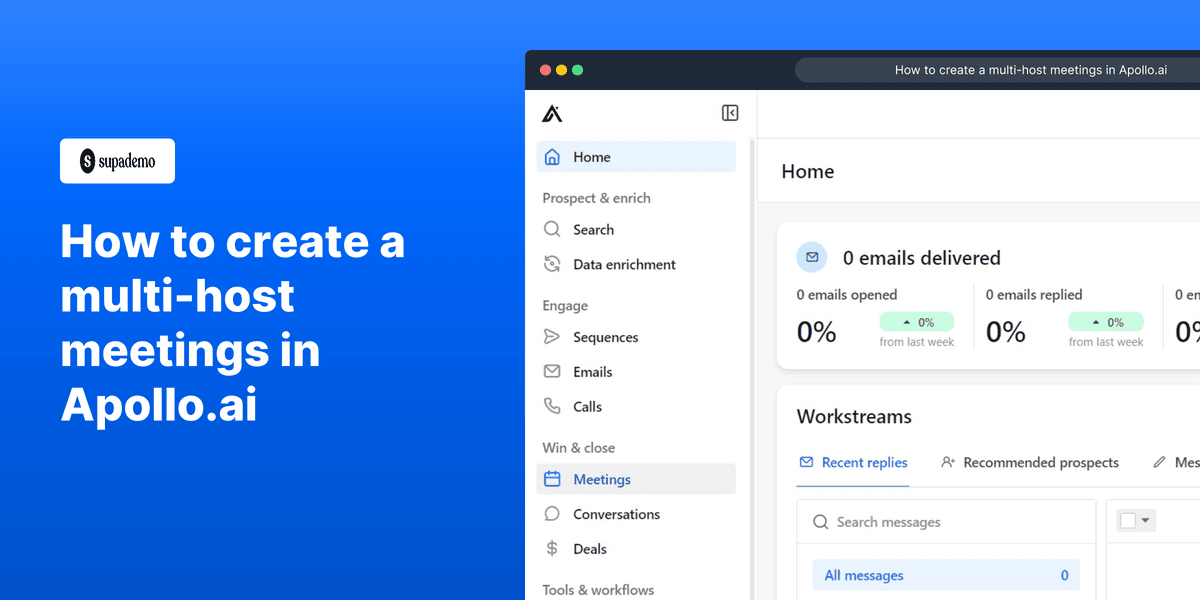 How to create a multi-host meetings in Apollo.io screenshot