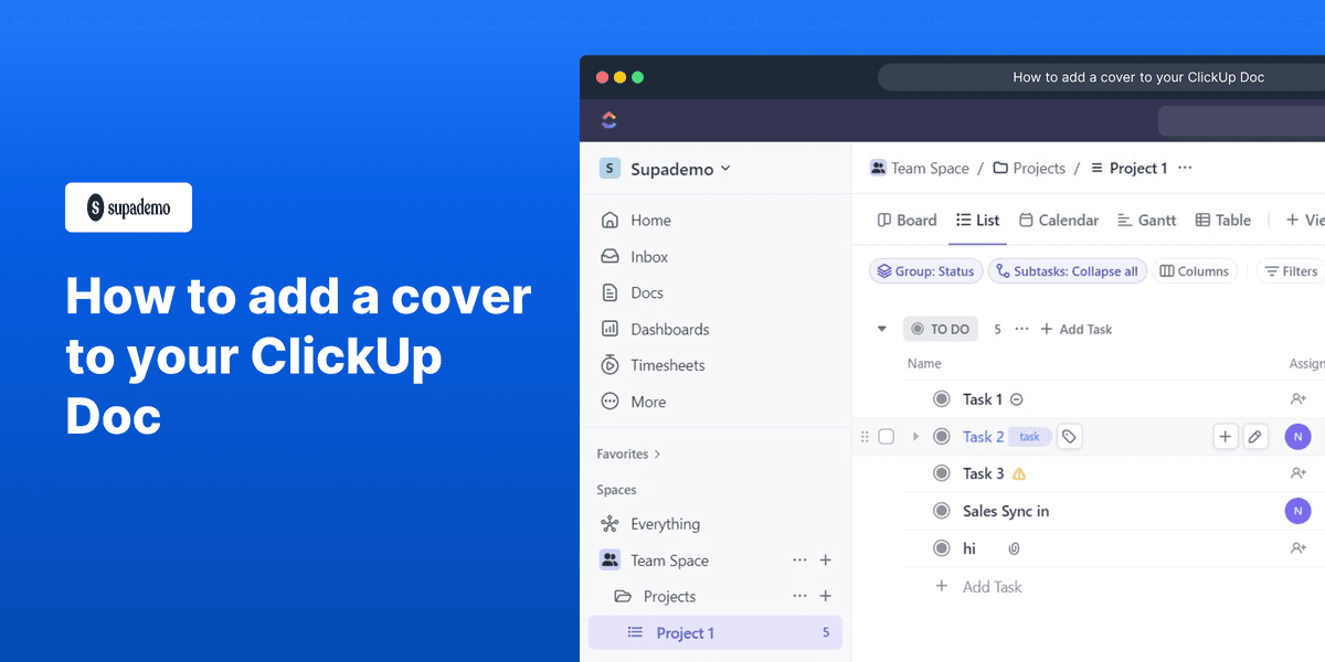 How to add a cover to your ClickUp doc screenshot