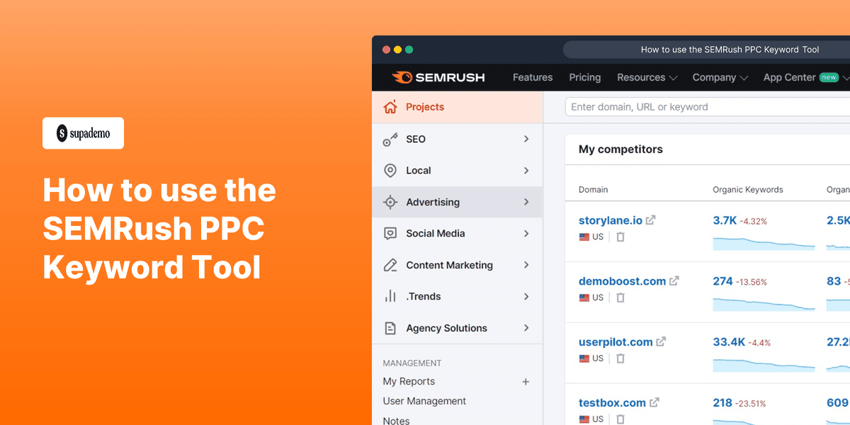 How to use the SEMRush PPC keyword tool screenshot