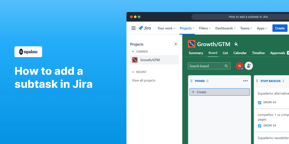 How to add a subtask in Jira screenshot