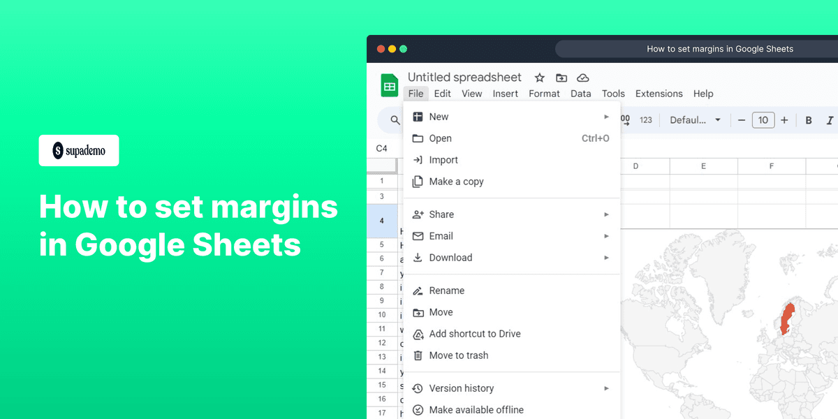 How to set margins in Google Sheets screenshot