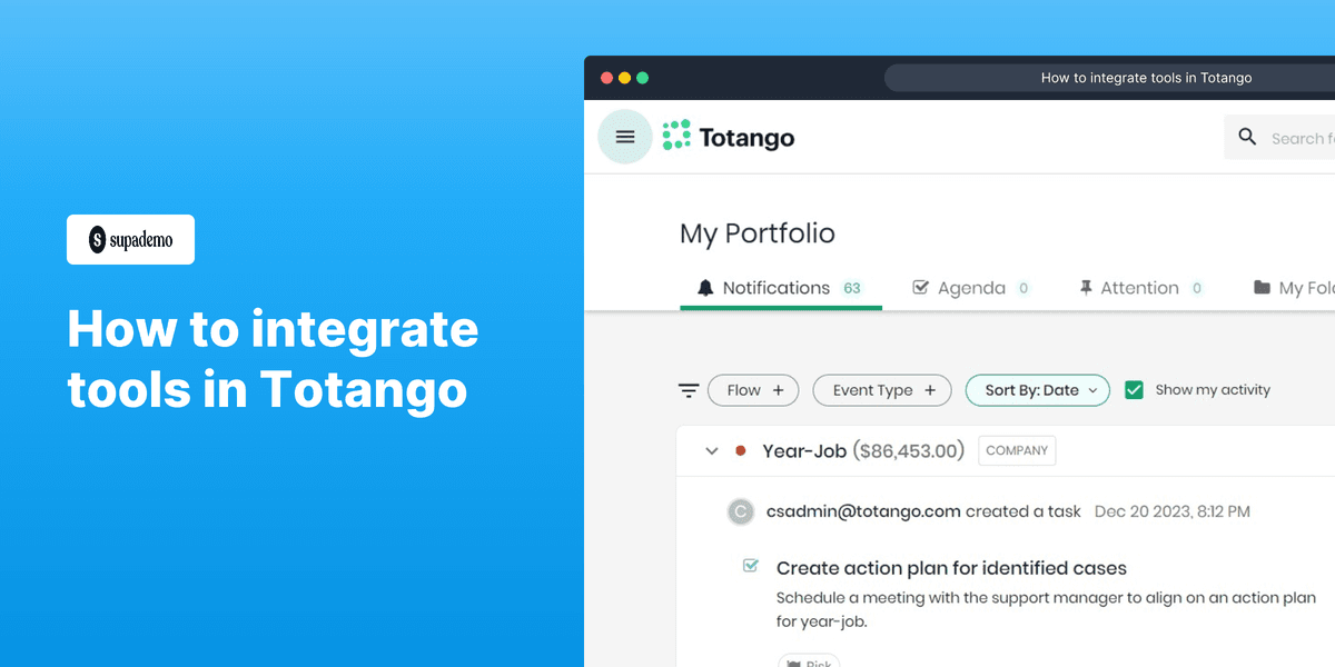 How to integrate tools in Totango screenshot