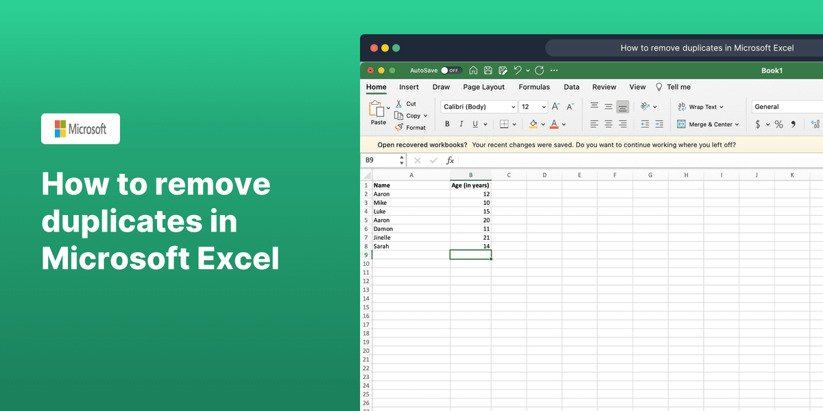 How to remove duplicates in Microsoft Excel screenshot