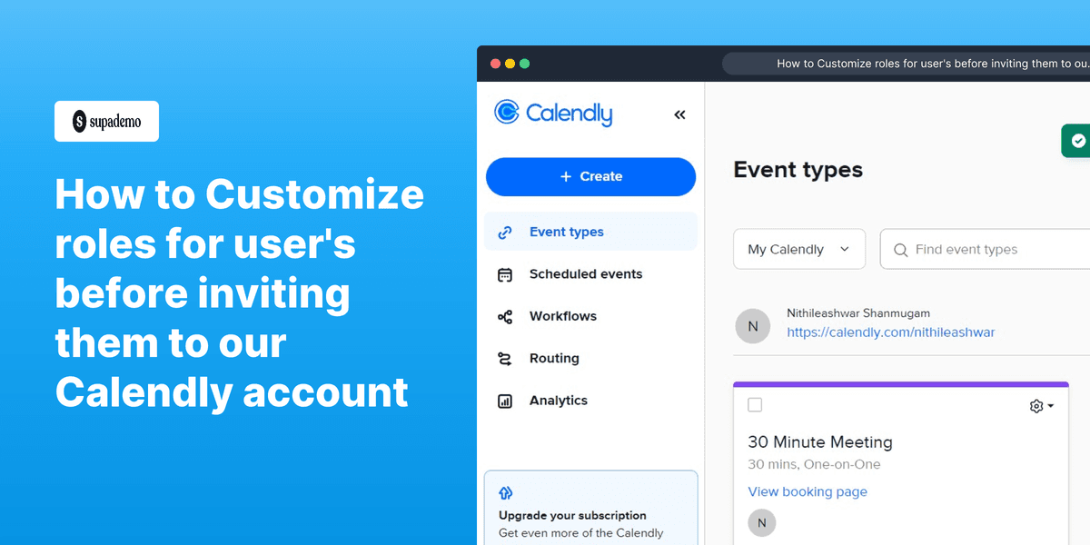 How to customize roles for users before inviting them to Calendly screenshot