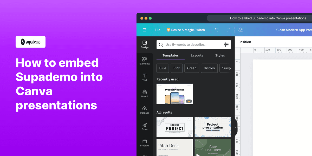 How to embed Supademo in Canva screenshot