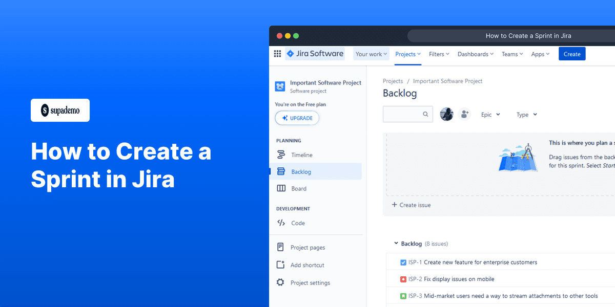 How to Create a Sprint in Jira screenshot