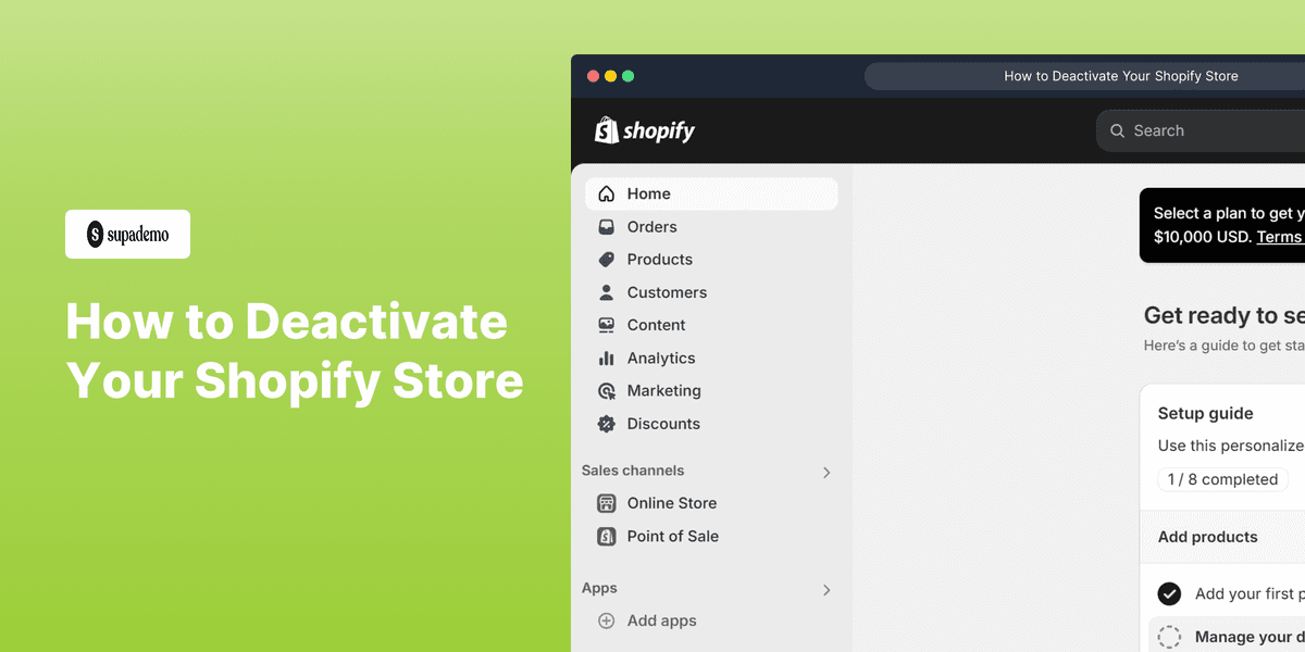How to Deactivate Your Shopify Store screenshot