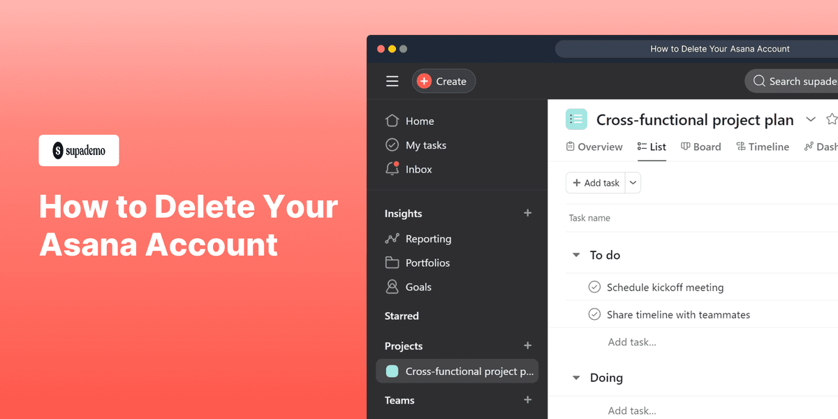 How to Delete Your Asana Account screenshot