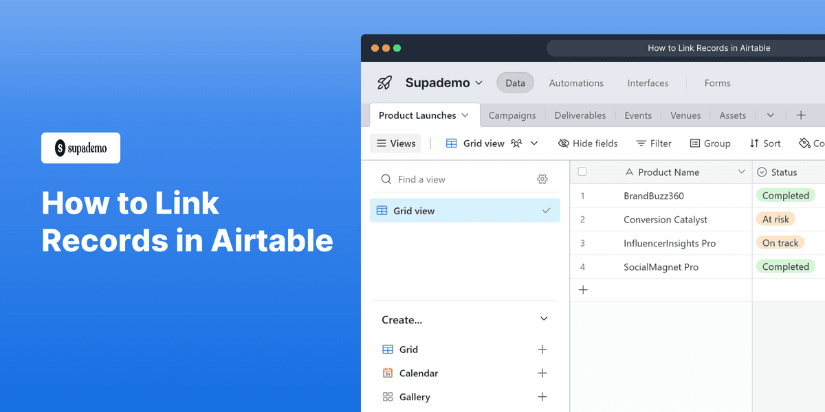 How to Link Records in Airtable screenshot