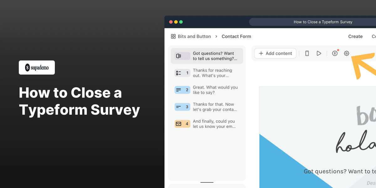 How to Close a Typeform Survey screenshot