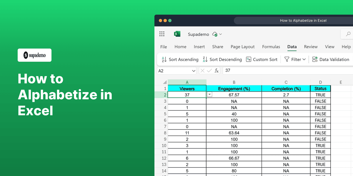 How to Alphabetize in Excel screenshot