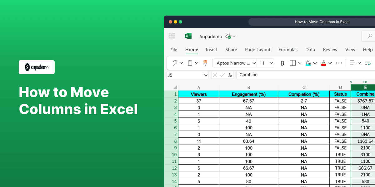 How to Move Columns in Excel screenshot