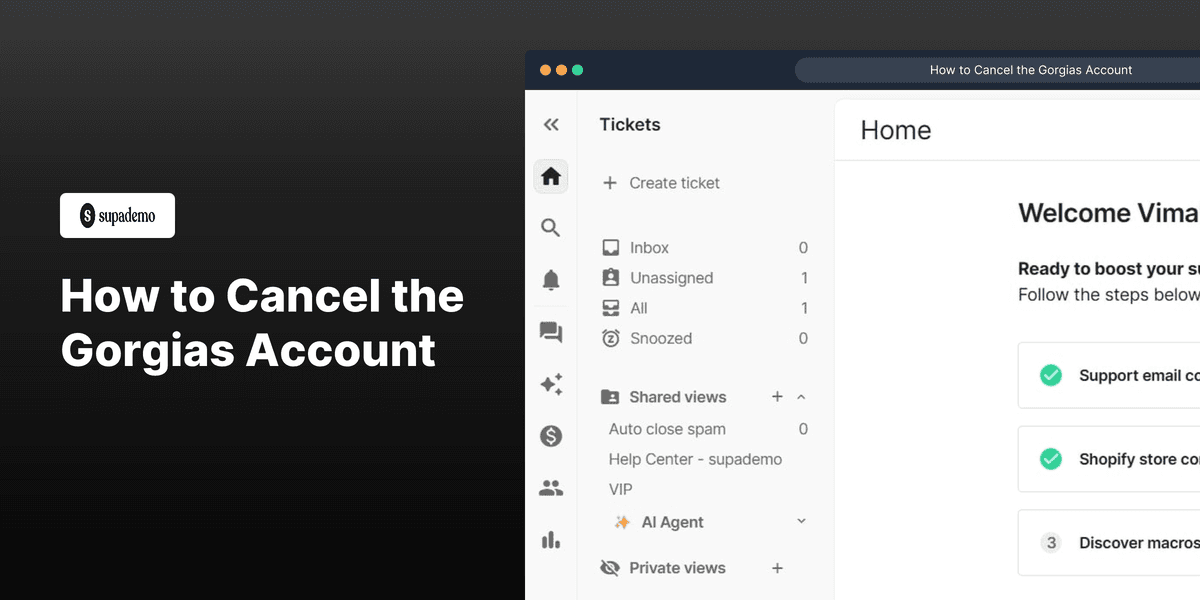 How to Cancel the Gorgias Account screenshot