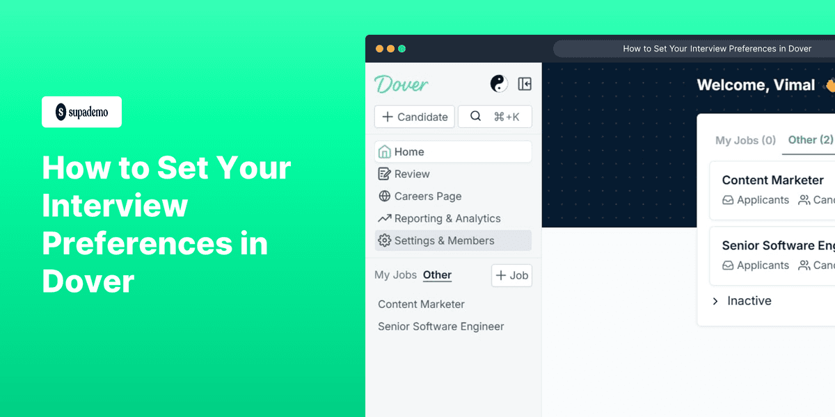 How to Set Your Interview Preferences in Dover screenshot