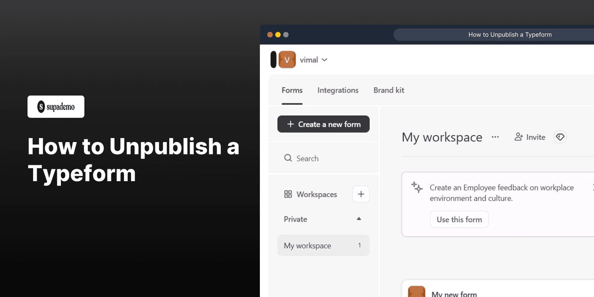 How to Unpublish a Typeform screenshot