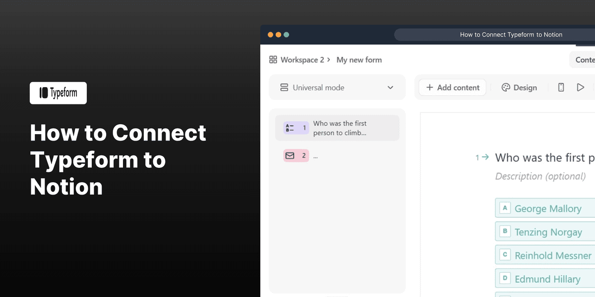 How to Connect Typeform to Notion screenshot
