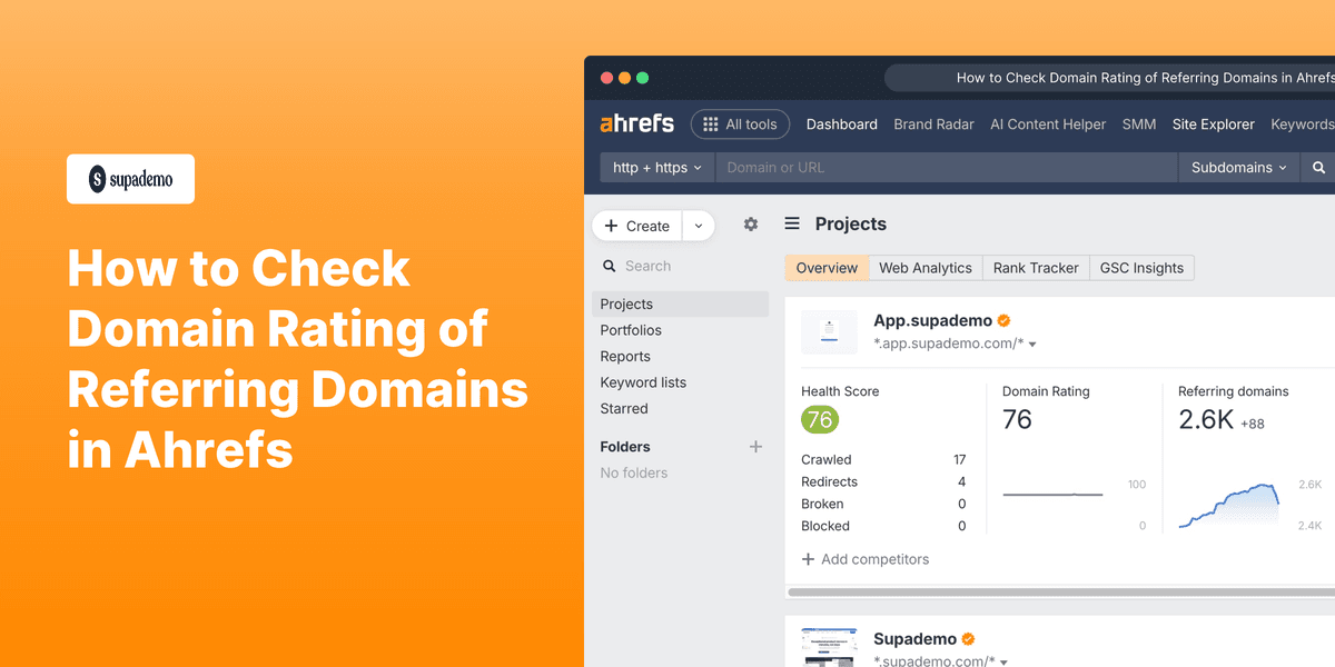 How to Check Domain Rating of Referring Domains in Ahrefs screenshot