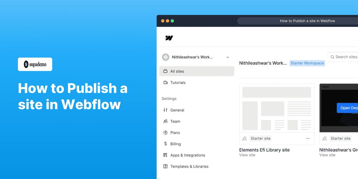 How to publish a site in Webflow screenshot