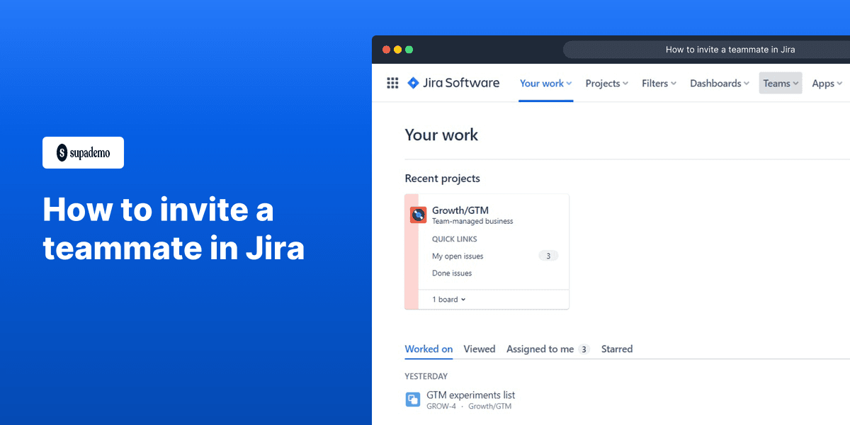 How to invite a teammate in Jira screenshot