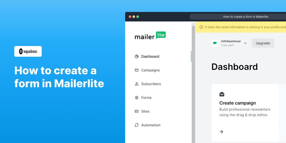 How to create a form in MailerLite screenshot