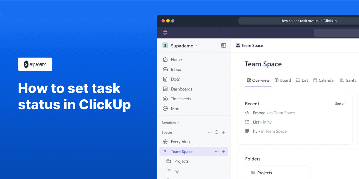 How to set task status in ClickUp screenshot