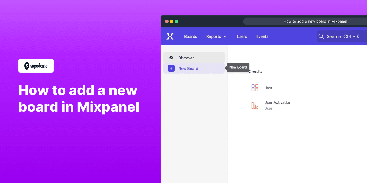 How to add a new board in Mixpanel screenshot