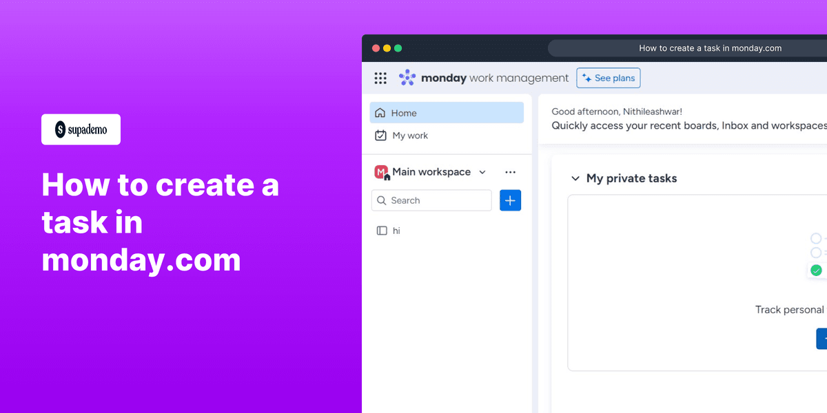 How to create a task in Monday.com screenshot