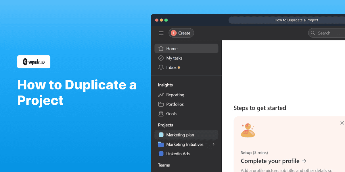 How to duplicate a project in Asana screenshot