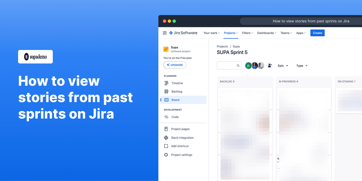 How to view past sprints on Jira Software screenshot