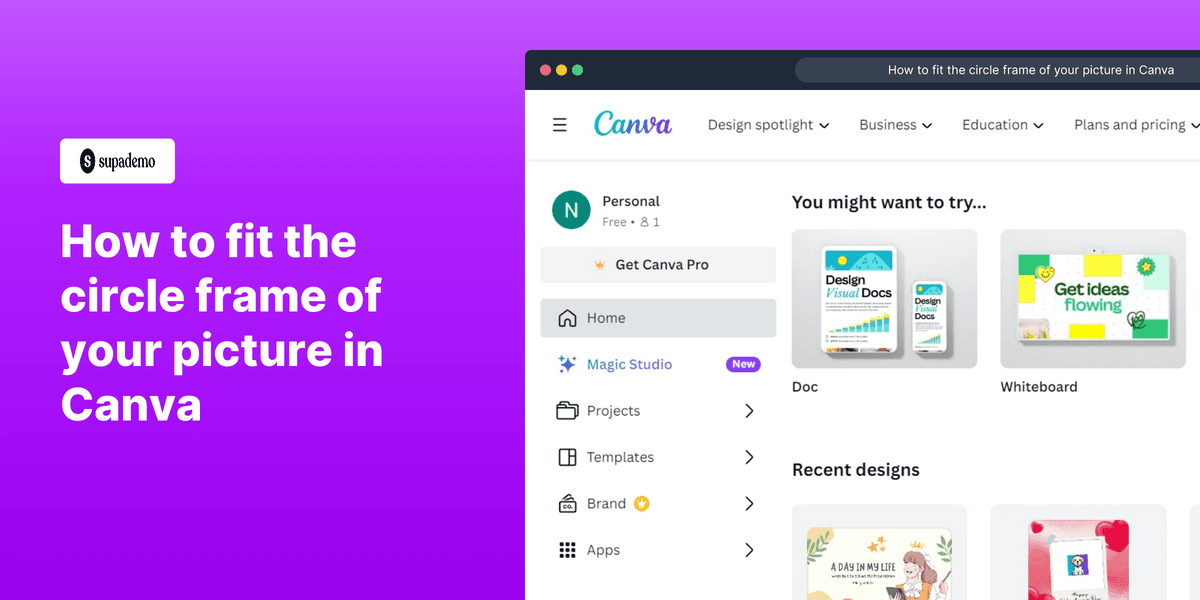 How to fit the circle frame of your picture in Canva screenshot
