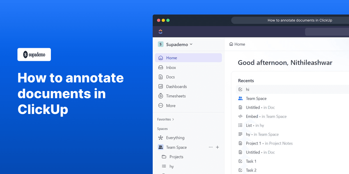 How to annotate documents in ClickUp screenshot
