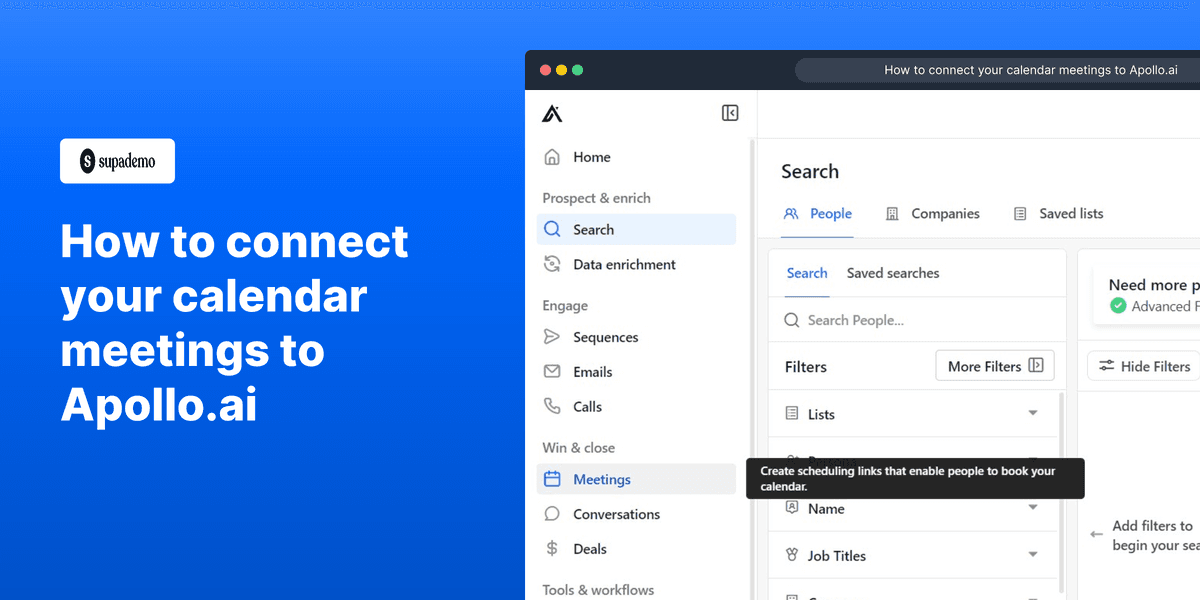 How to connect your calendar meetings to Apollo.io screenshot