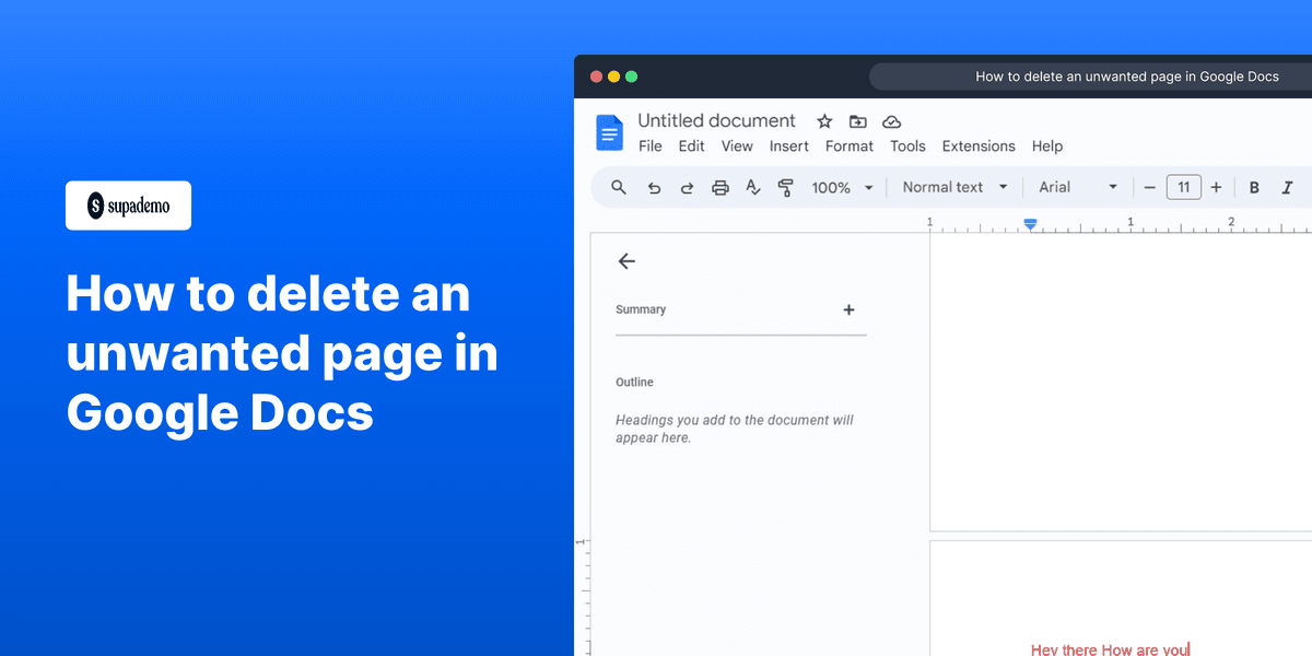 How to delete an unwanted page in Google Docs screenshot