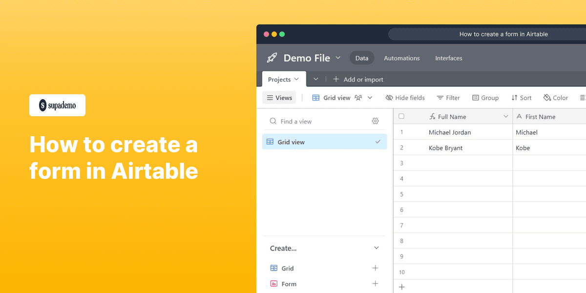 How to create a form in Airtable screenshot