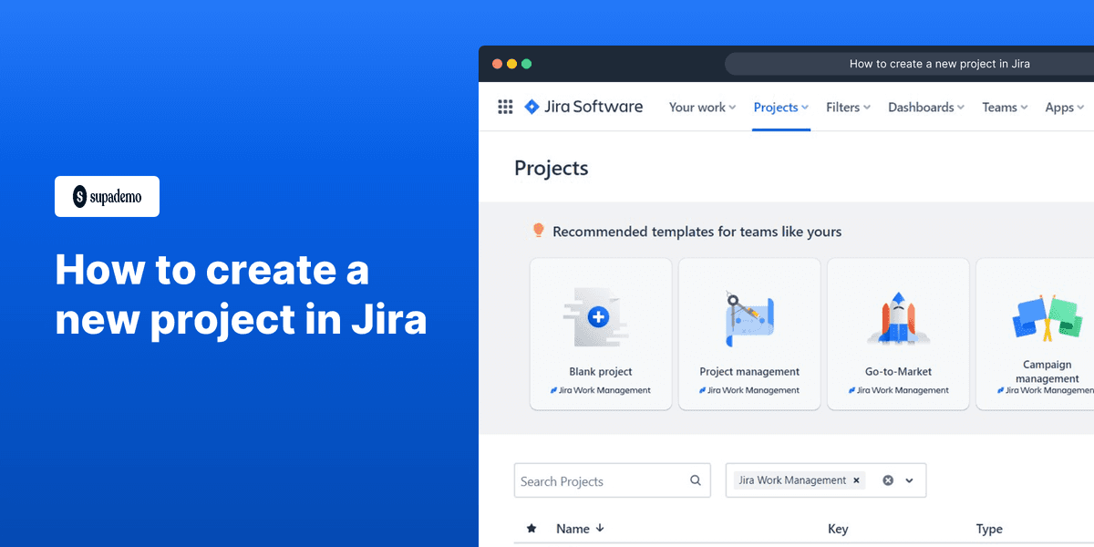 How to create a new project in Jira screenshot