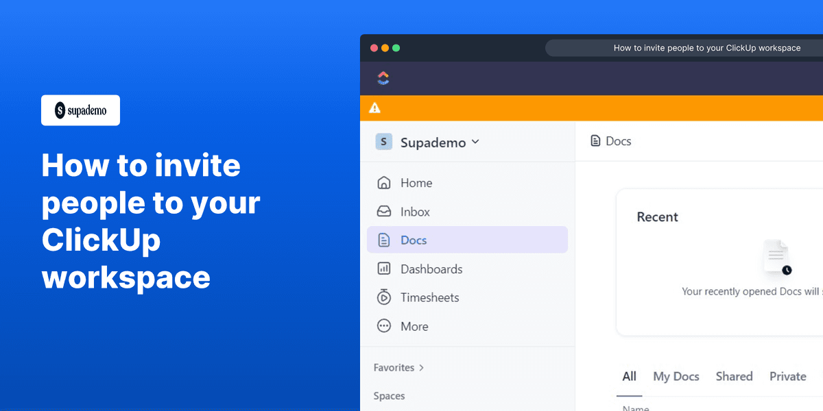 How to invite people to your ClickUp workspace screenshot