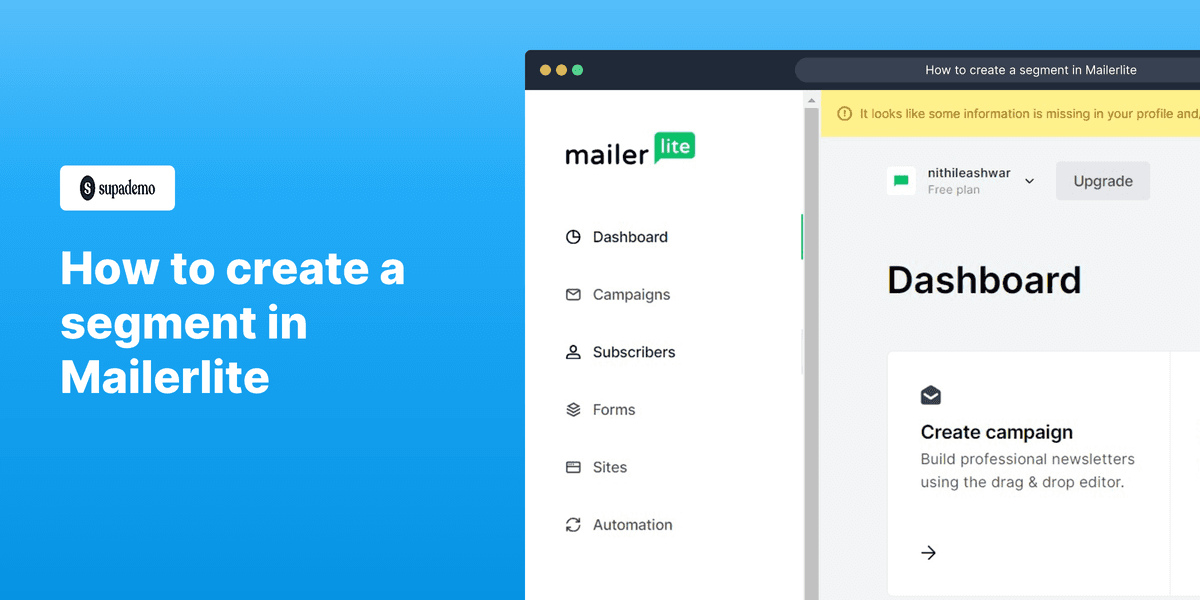How to create a segment in MailerLite screenshot
