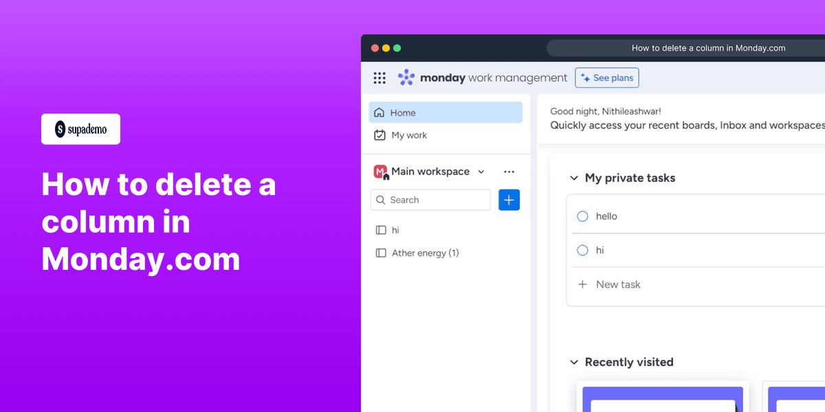 How to delete a column in Monday.com screenshot